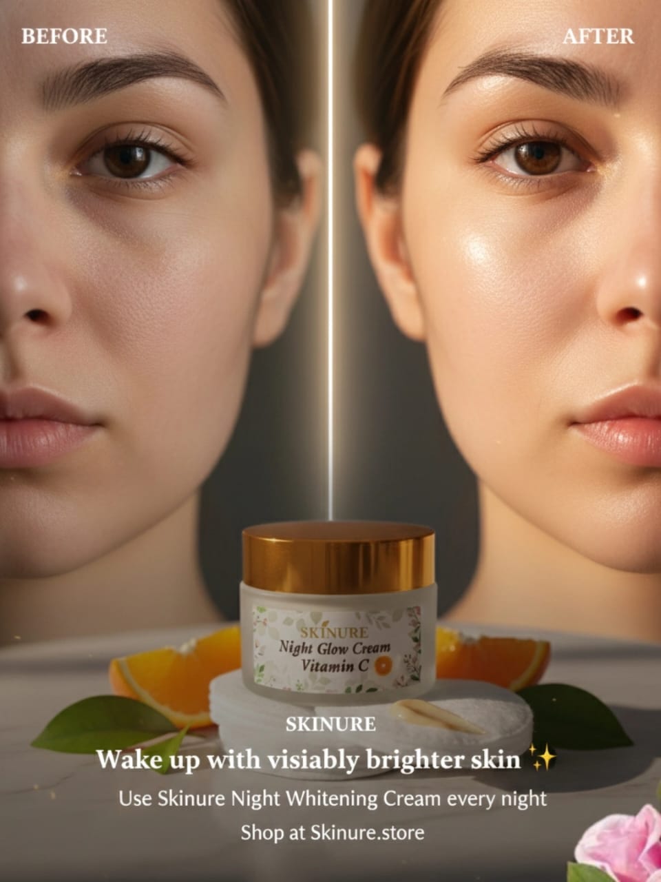 SKINURE 🌙 Vitamin C Night Glow Cream | Fade Dark Spots &amp; Brighten Skin